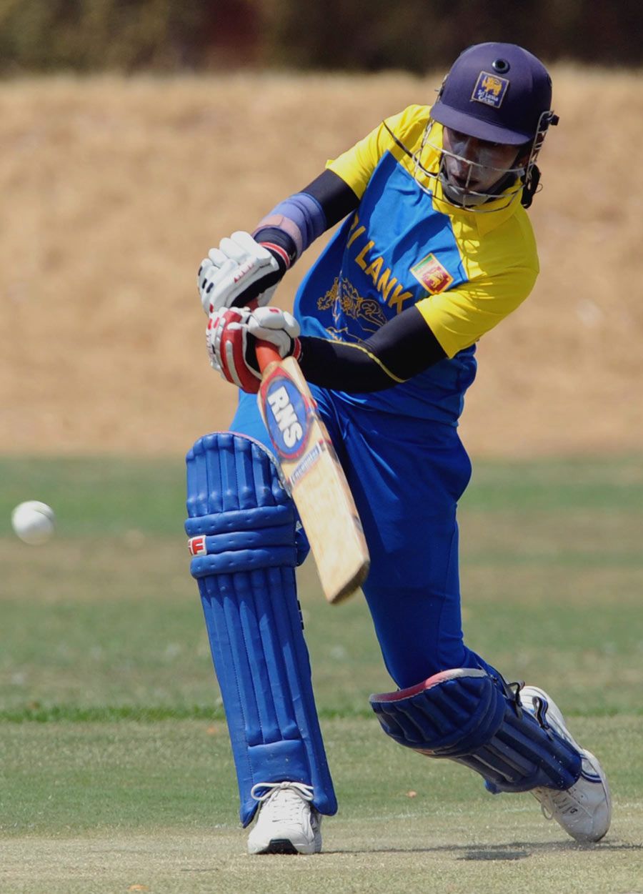 Sri Lanka's Suwini de Alwis is poised to hit the ball to the leg side