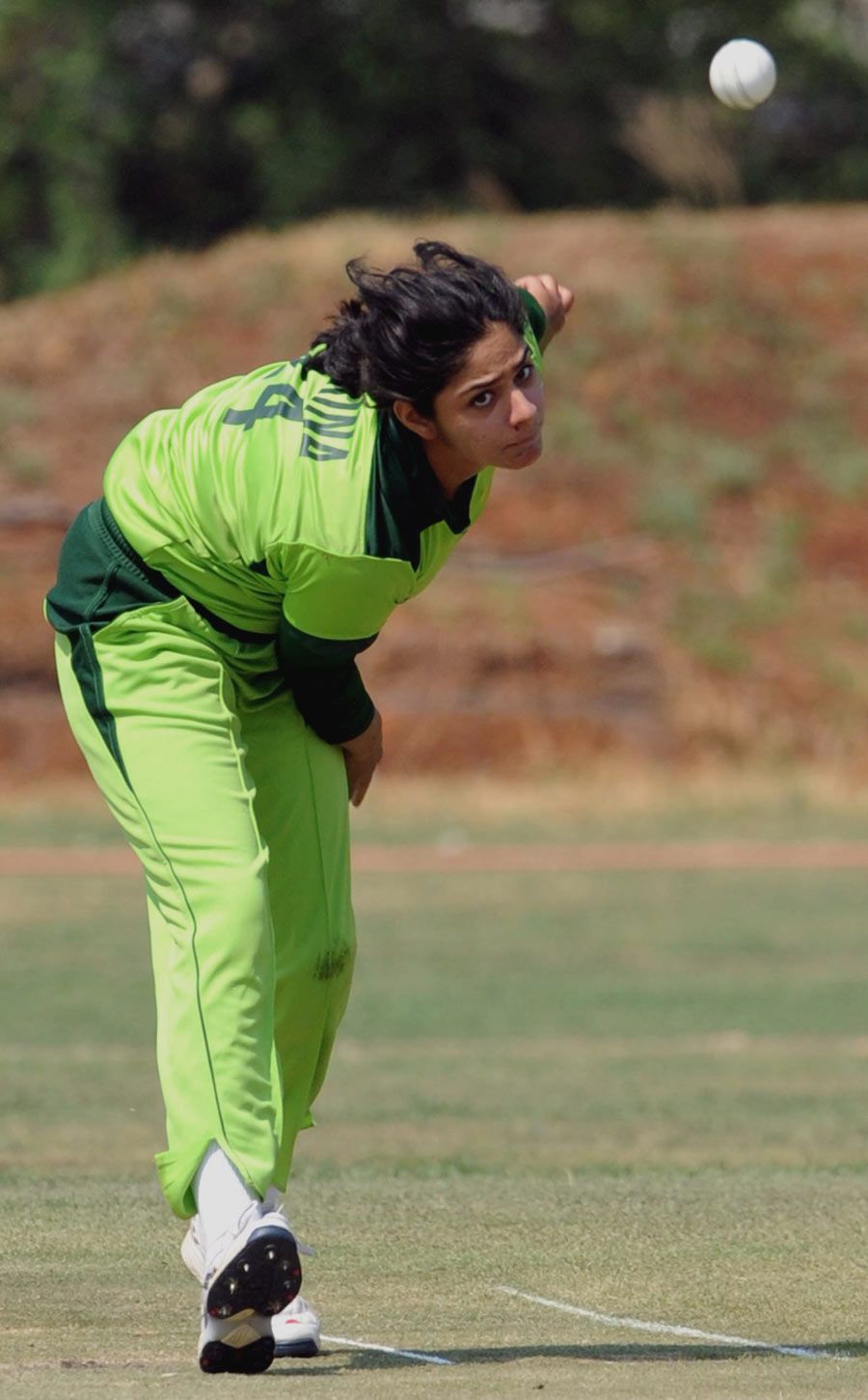 Pakistan's Marina Iqbal bowls
