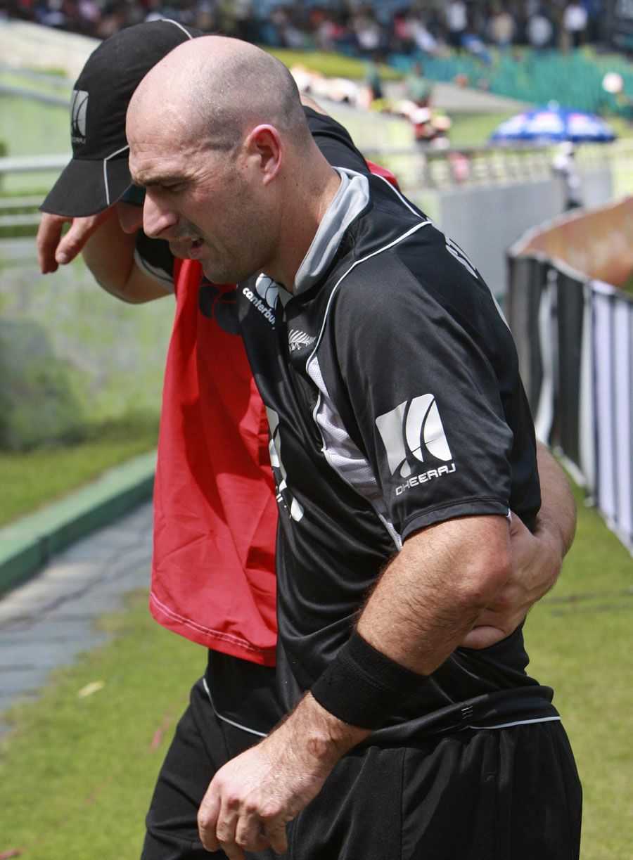 Shanan Stewart is helped off the field