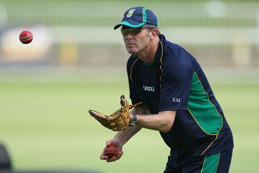 Corrie van Zyl, South Africa's coach, at a nets session