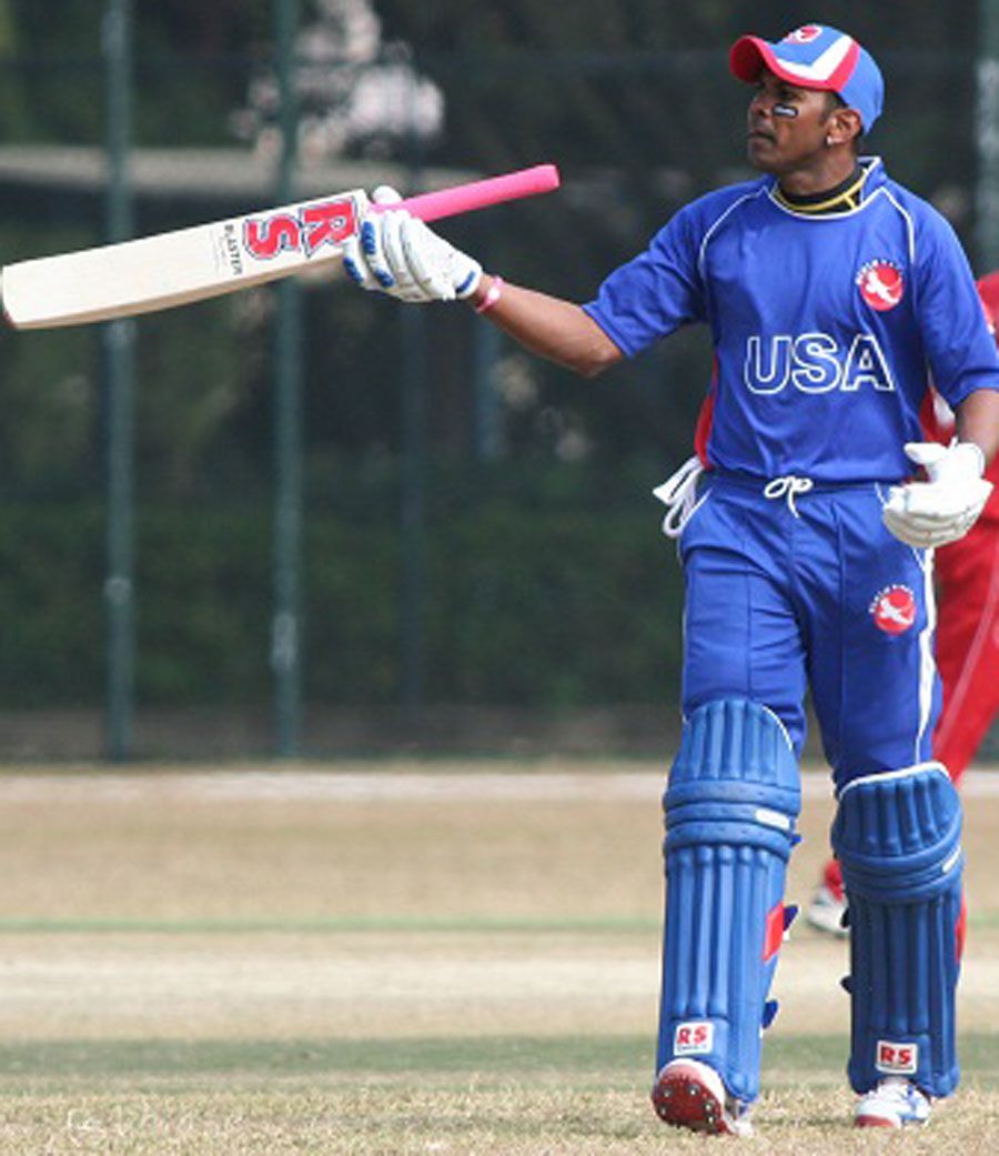 Steve Massiah gestures after being given out leg-before