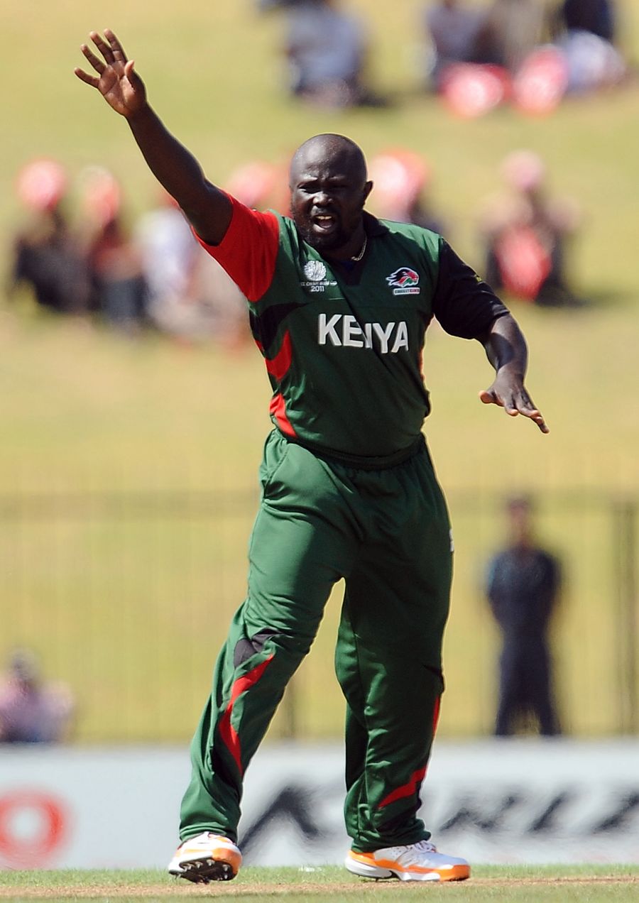 Thomas Odoyo launches an appeal during an impressive opening spell