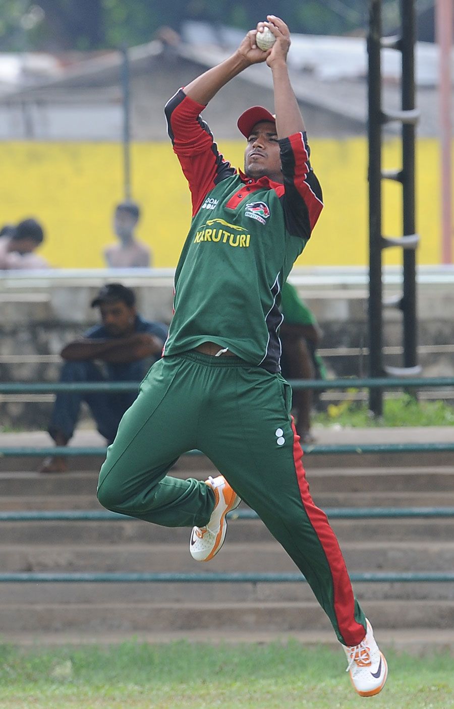 Peter Ongondo takes a catch during practice at the P Sara Oval