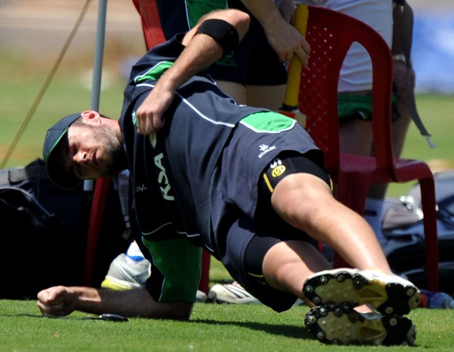 Ireland's Nigel Jones works out during a practice session