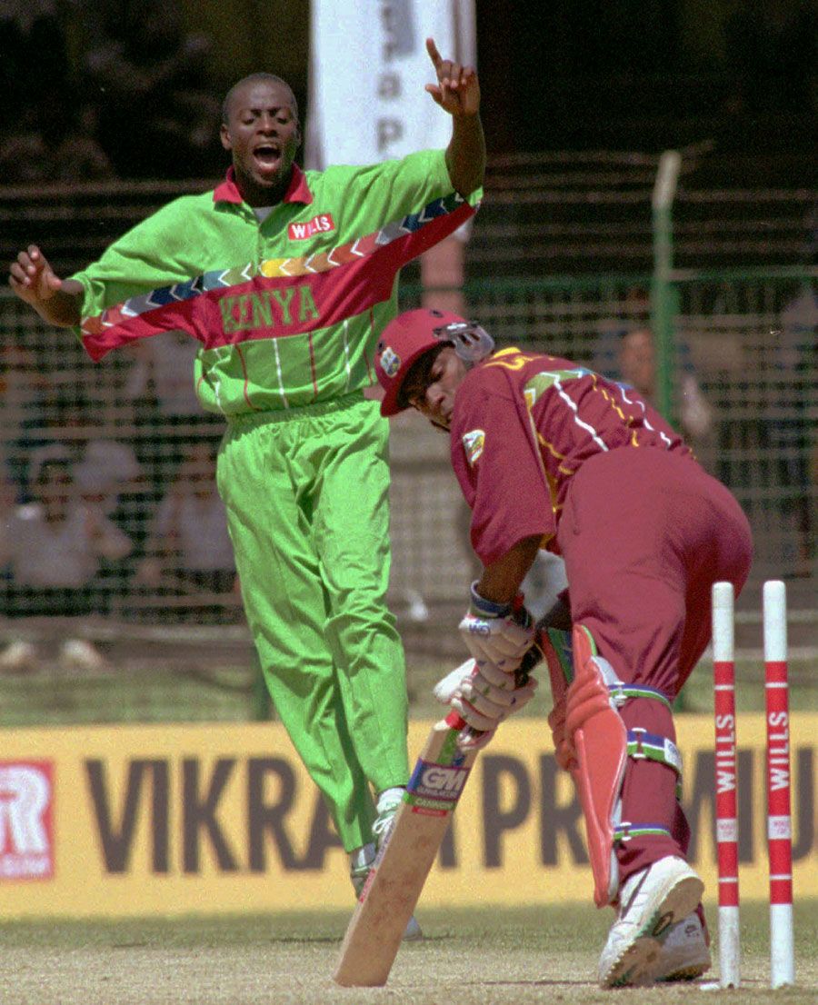 Martin Suji bowls Sherwin Campbell for 4