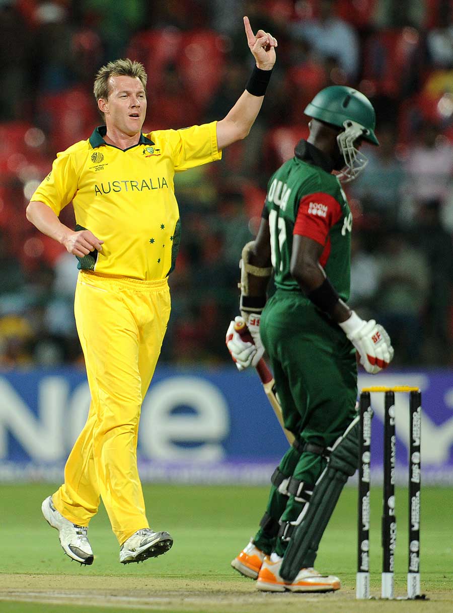 Brett Lee quickly removed Maurice Ouma