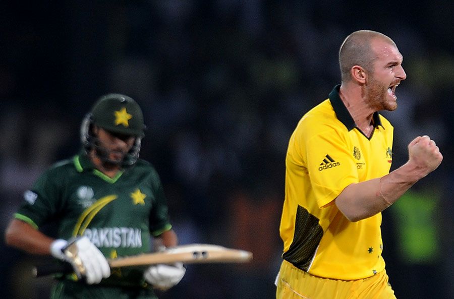 Jason Krejza was rewarded for a good spell when Shahid Afridi holed out to long-on