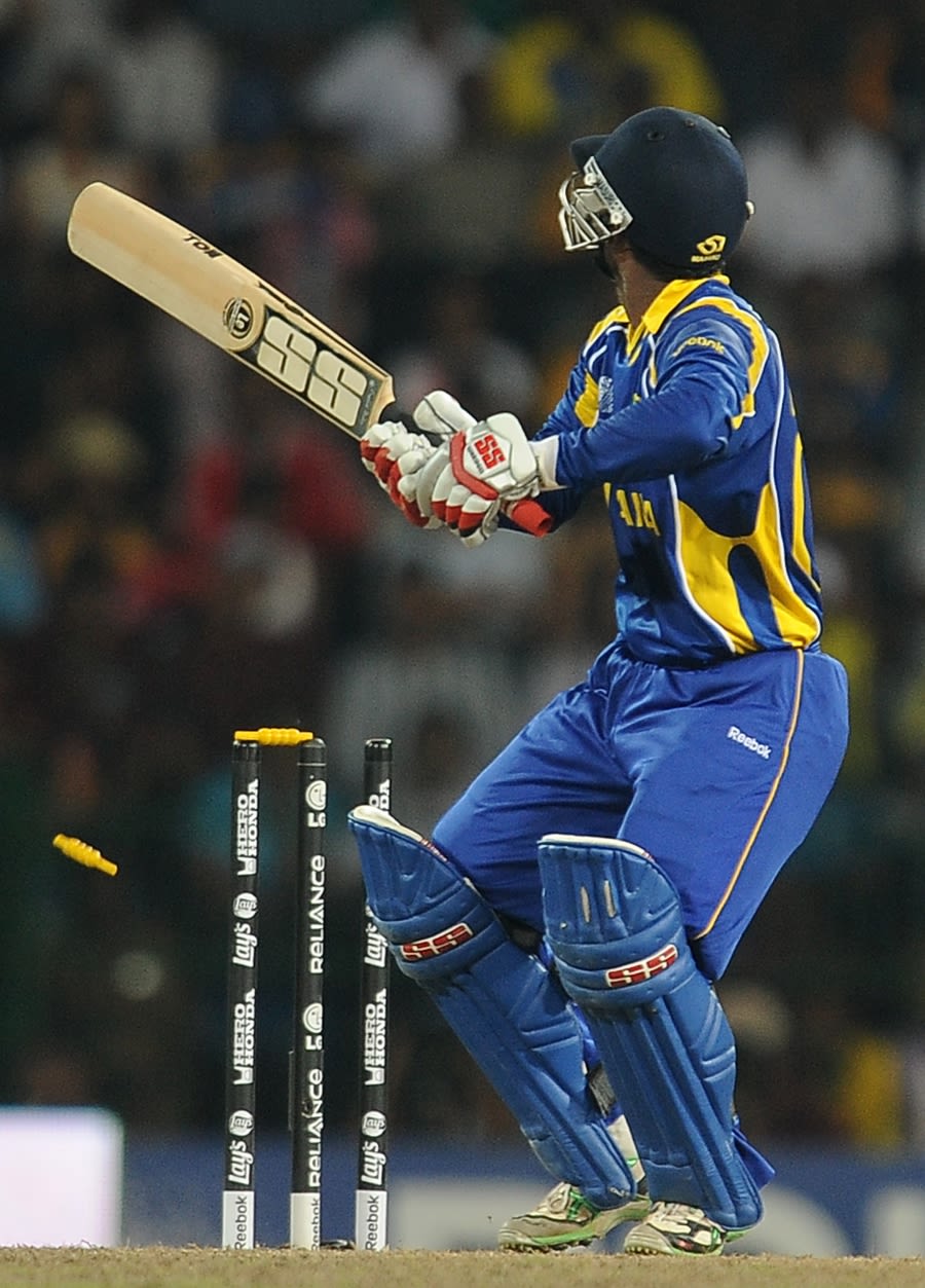 Chamara Silva was bowled for 13 to set up a thrilling finish