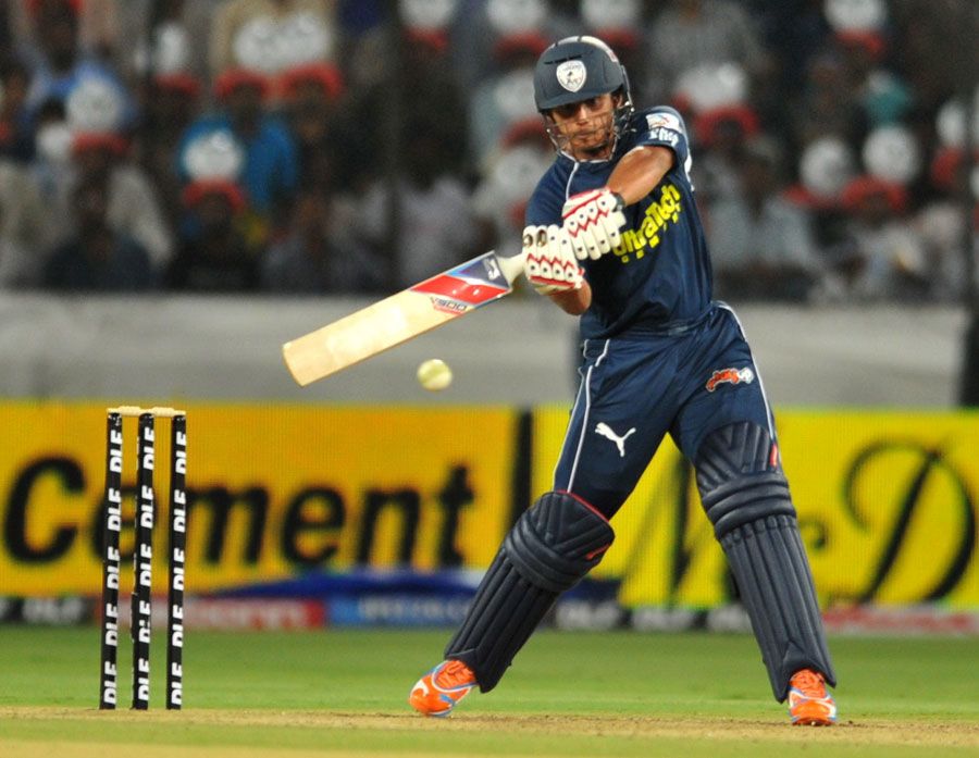 Bharat Chipli cuts through the off side during his brisk innings