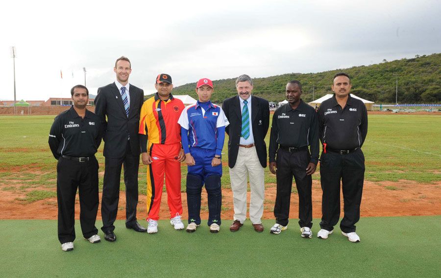 Players and officials inaugurate the new Lobatse Cricket Ground in Botswana