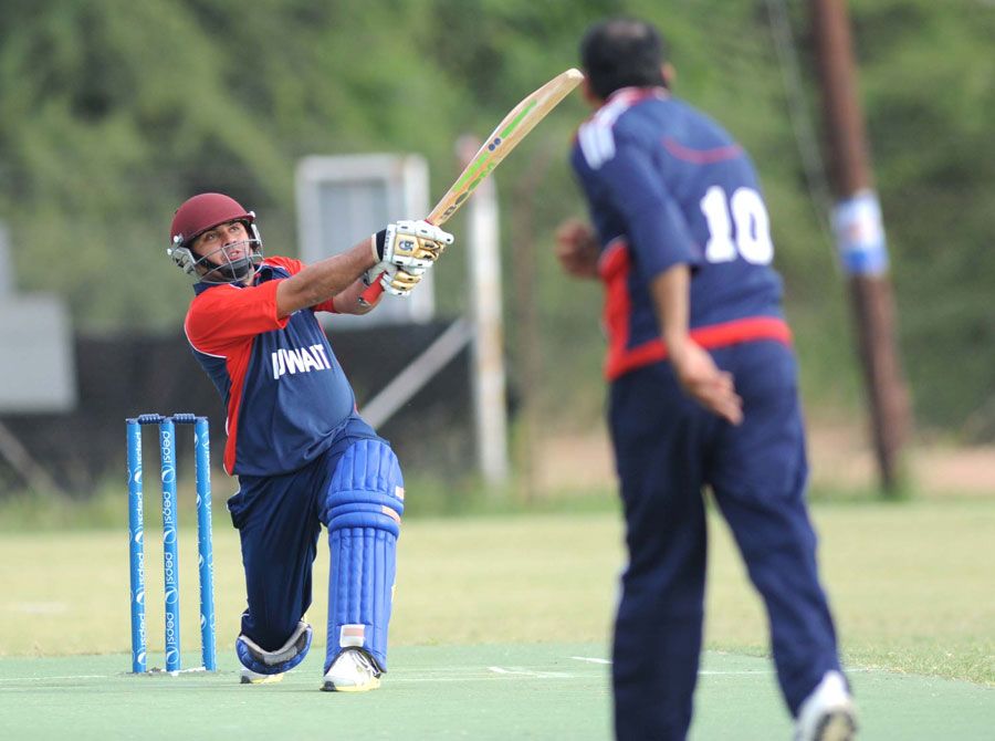 Hisham Mirza hits a six 