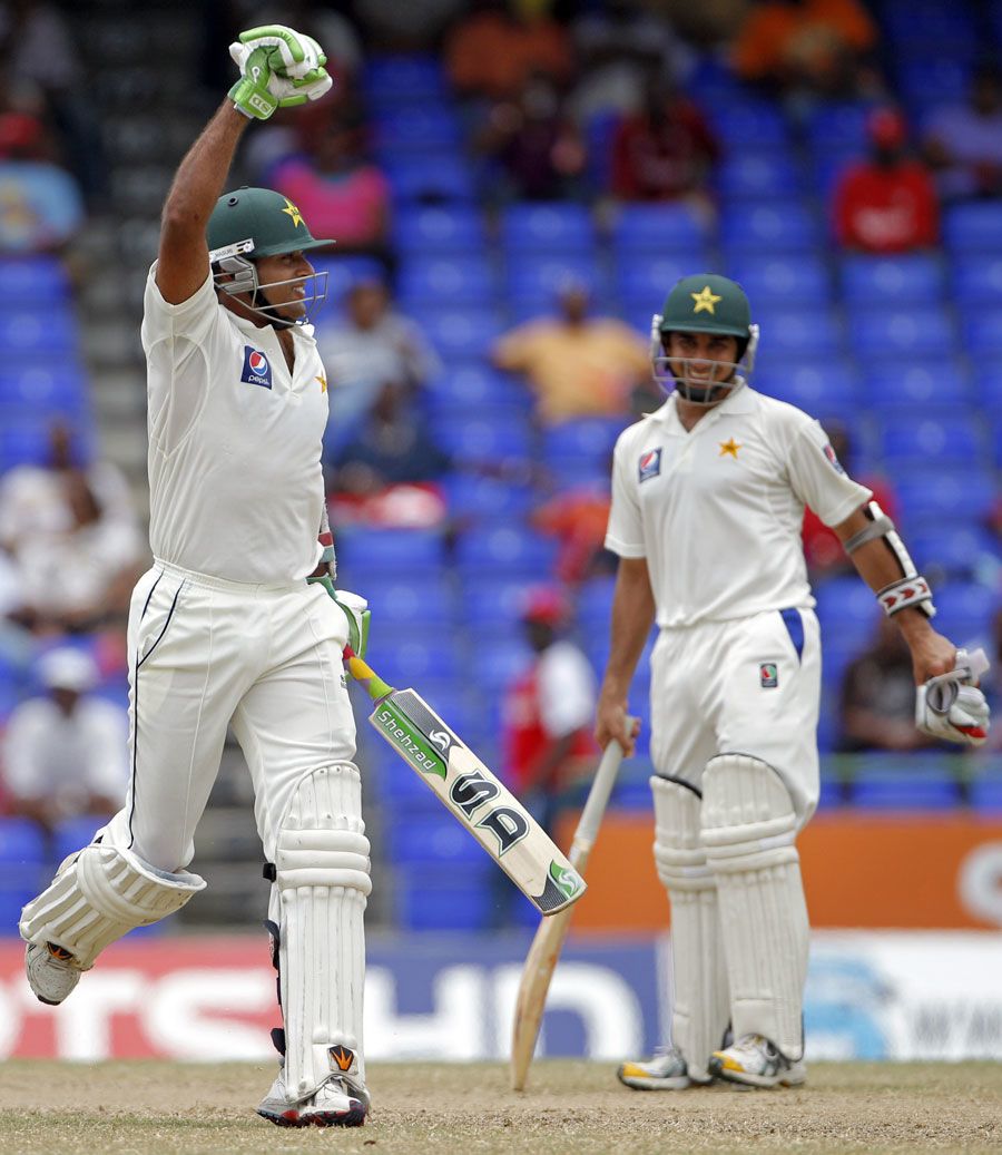 Tanvir Ahmed celebrates his maiden Test fifty