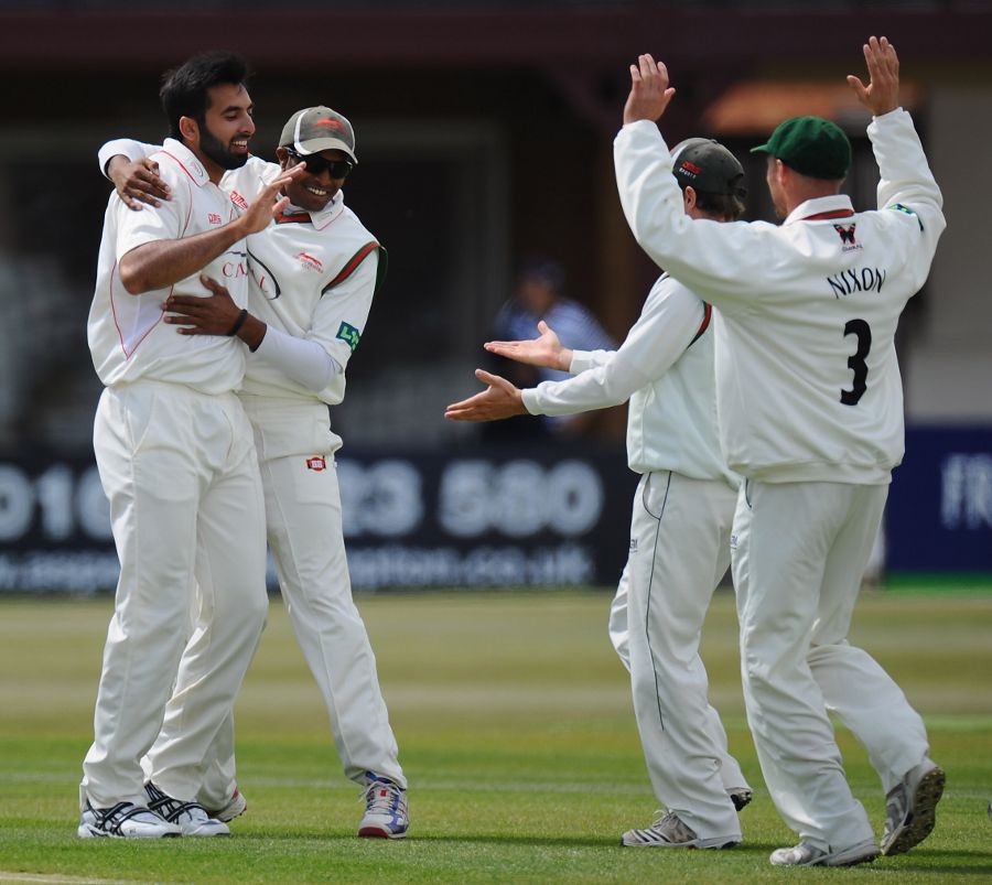 Nadeem Malik celebrates an early dismissal against Northamptonshire