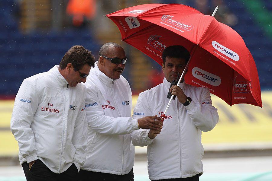The umpires made regular inspections on the first morning