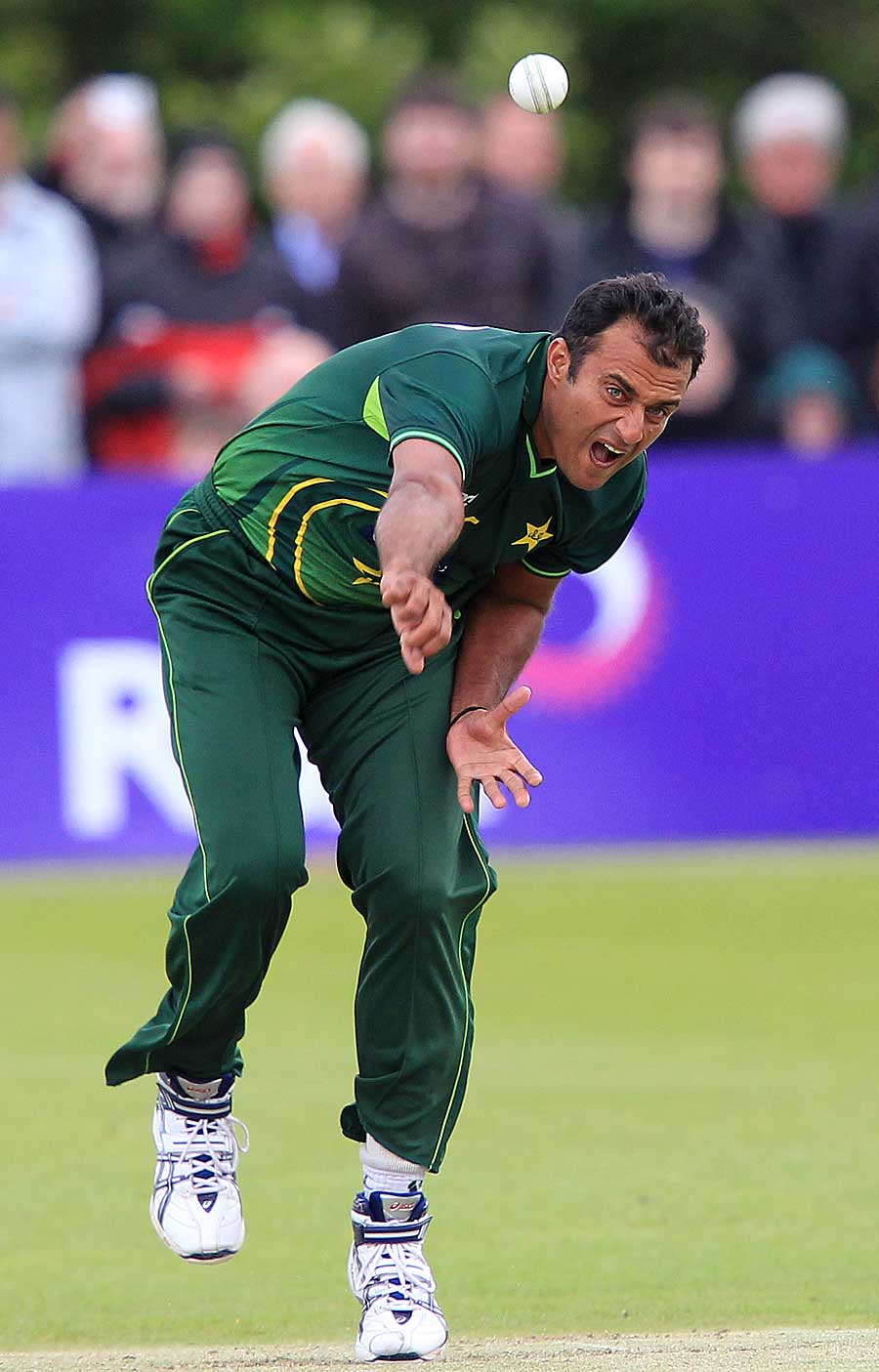 Tanvir Ahmed sends one down