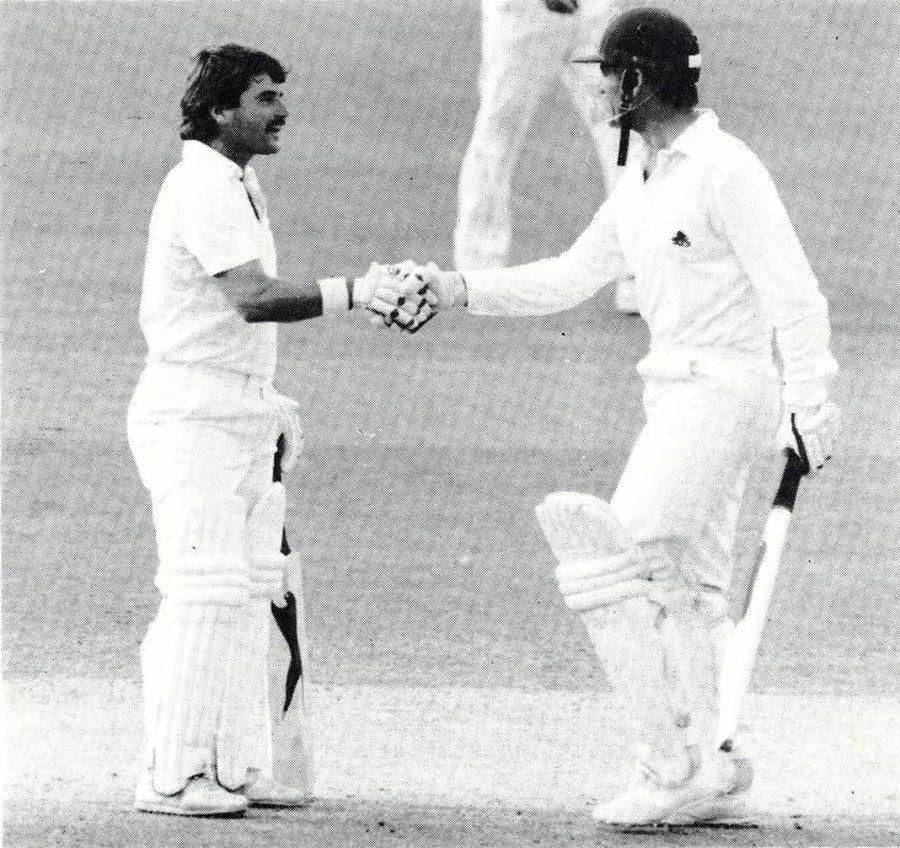 An unusual celebration ... Pat Pocock is congratulated on his first international run of the summer