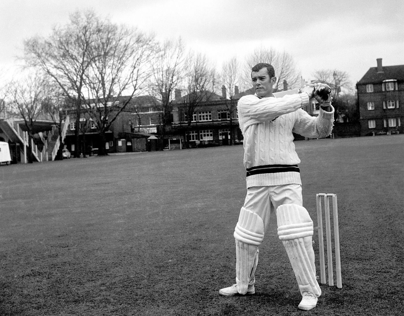 Charlie Davis strikes a batting pose