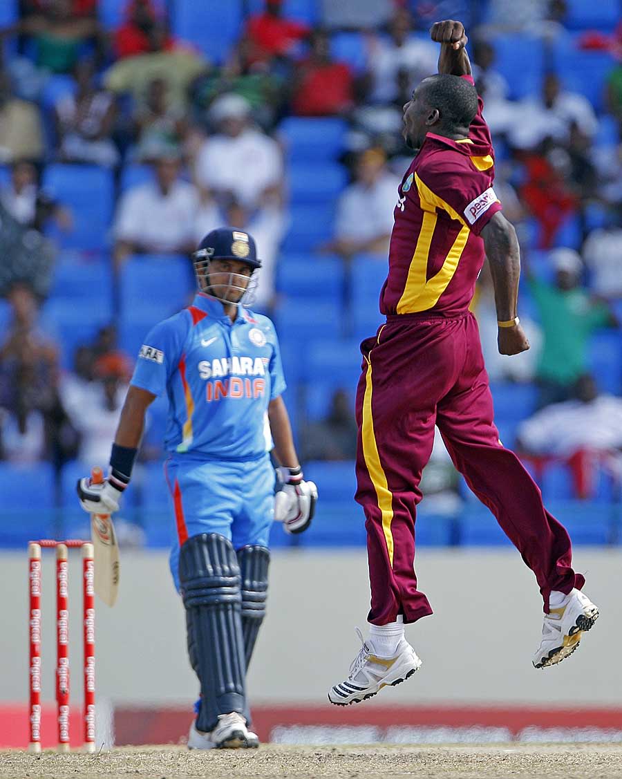 Anthony Martin exults after dismissing Suresh Raina