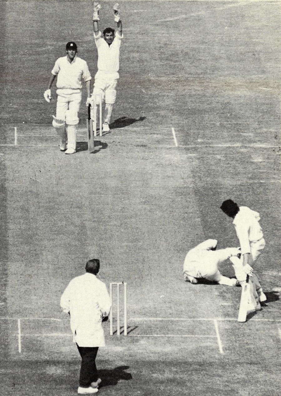 Tony Greig is caught and bowled by Abid Ali for 106