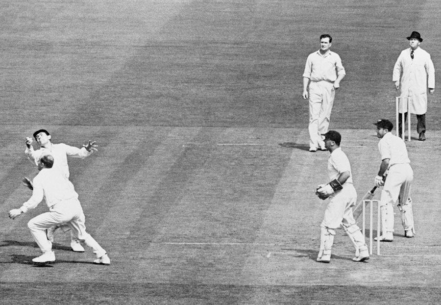 Colin McDonald turns the ball past the leg-side fielders