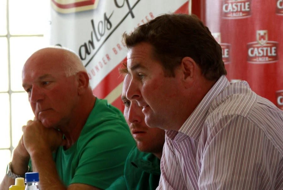 Alistair Campbell, Brendan Taylor and Alan Butcher at the announcement of Zimbabwe's Test team