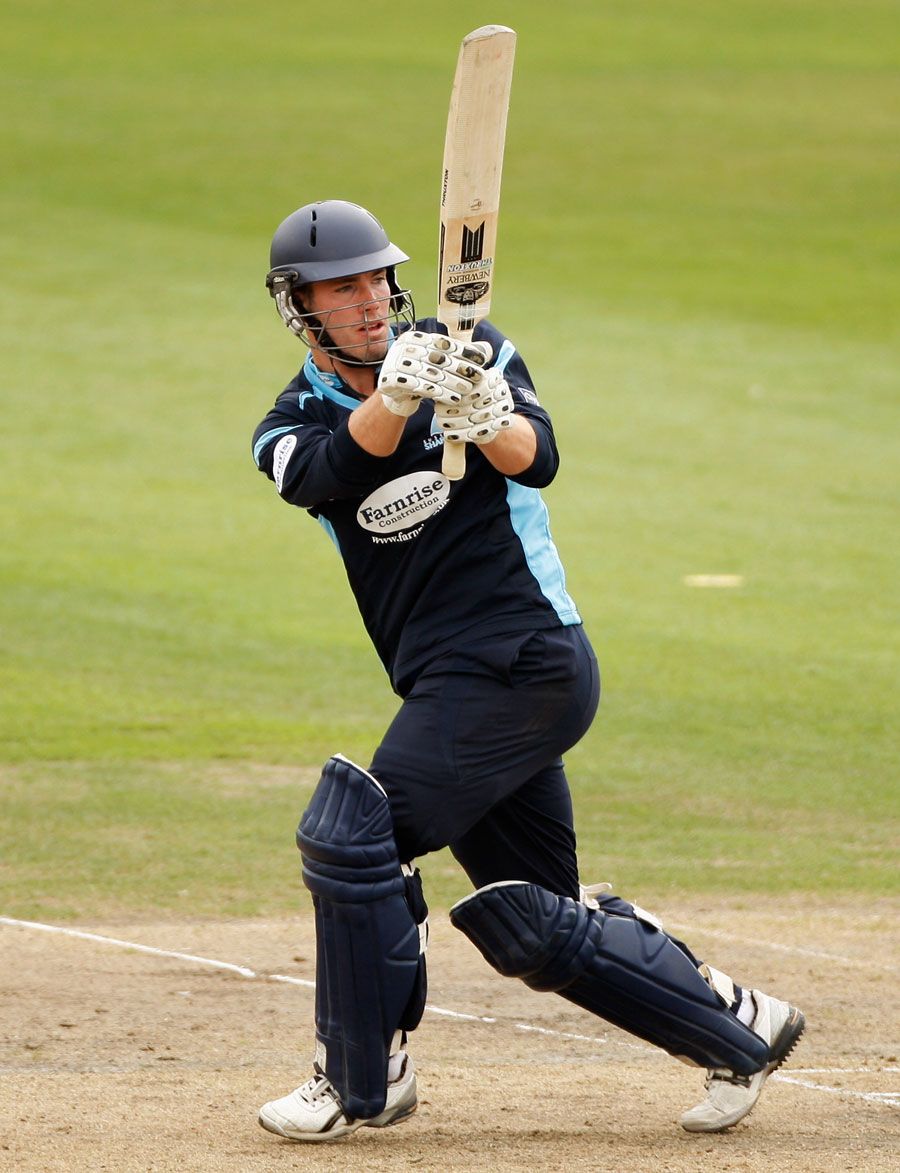 Joe Gatting swings behind square leg during his 46