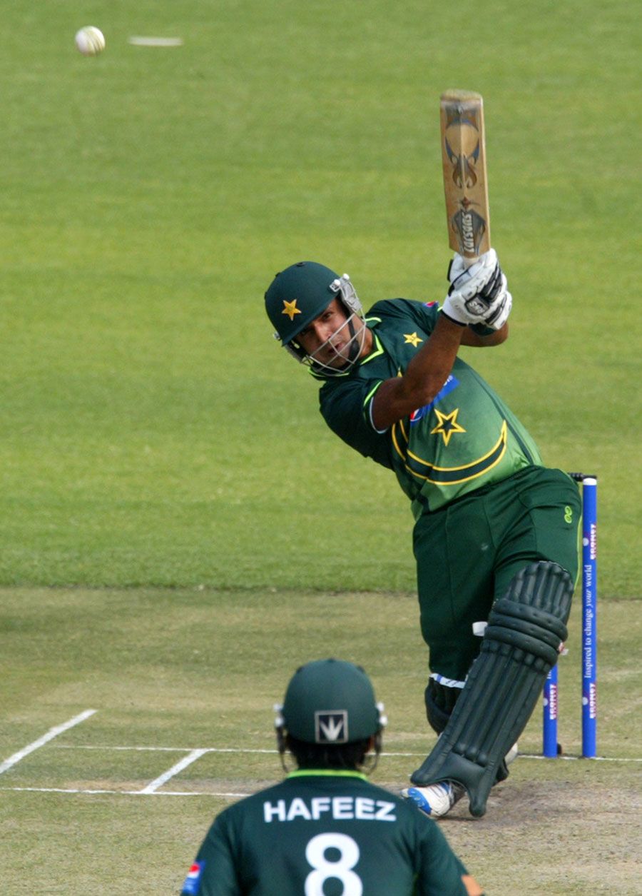 Rameez Raja lofts the ball down the ground