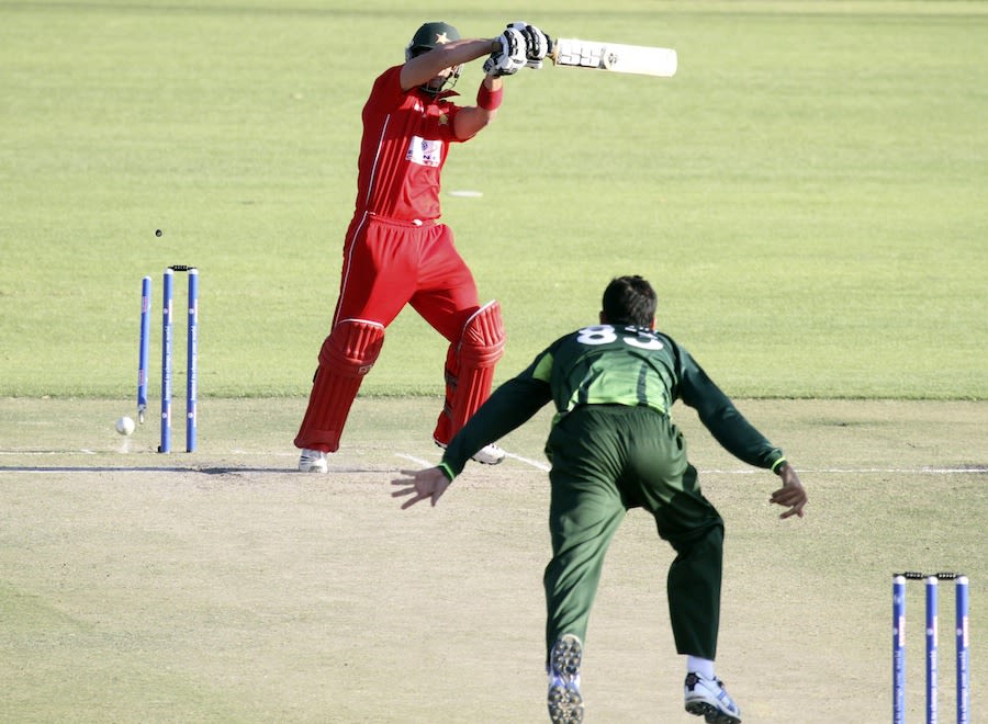 Charles Coventry is bowled by Junaid Khan