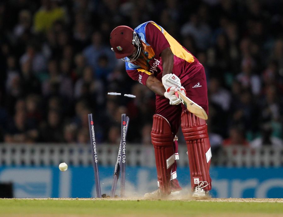 Derwin Christian had his stumps shattered by Jade Dernbach