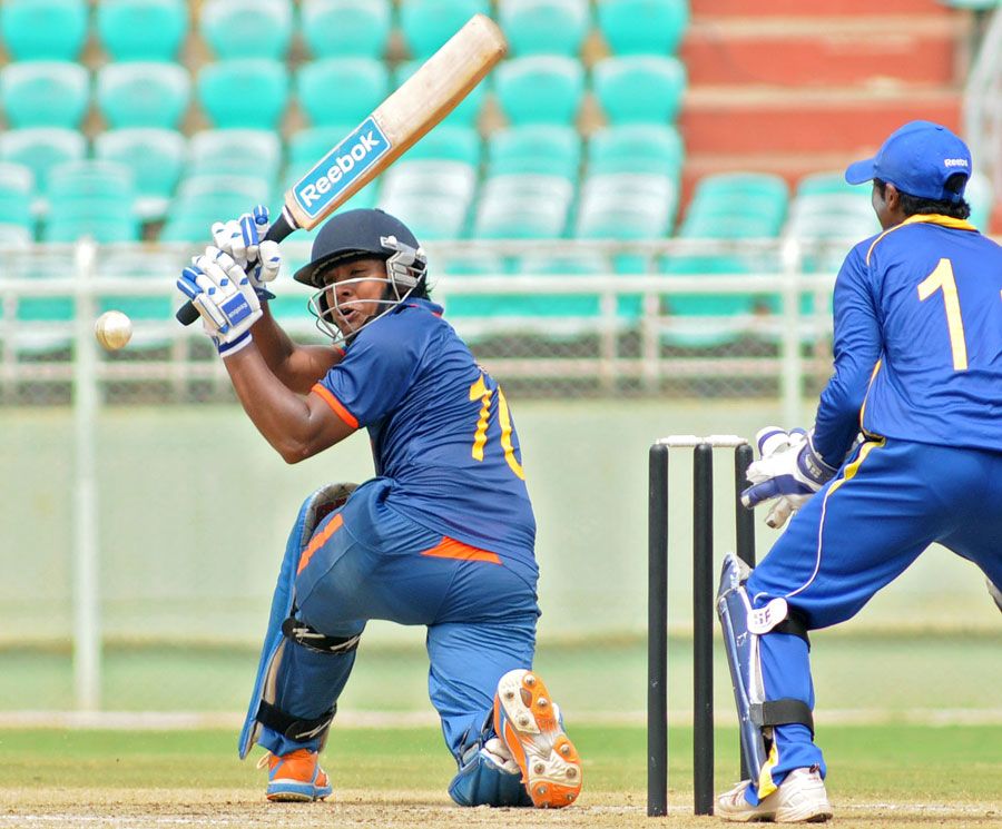 Akshdeep Nath sweeps during his 55