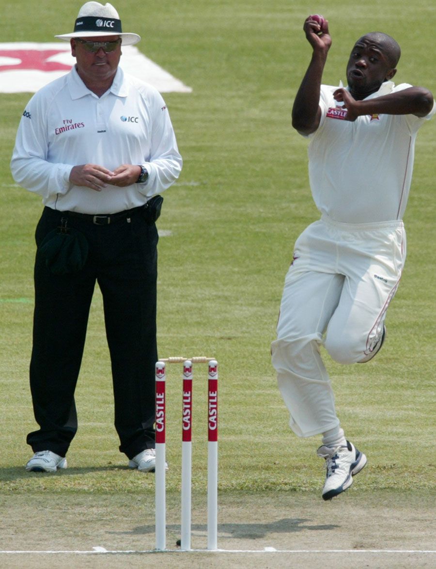 Njabulo Ncube in his delivery stride on Test debut