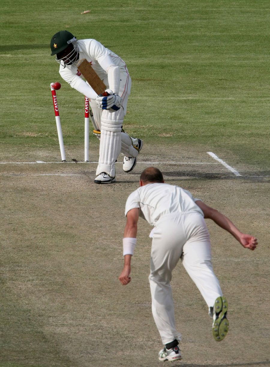 Chris Martin bowls Njabulo Ncube