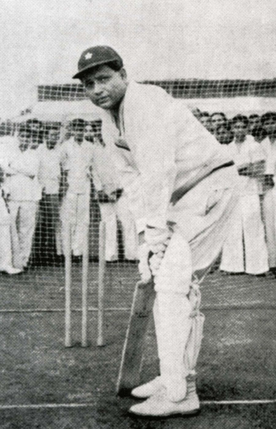 Lala Amarnath, aged 49, in the nets before leading the Bombay Cricket Association President's XI against Pakistanis in 1961-62