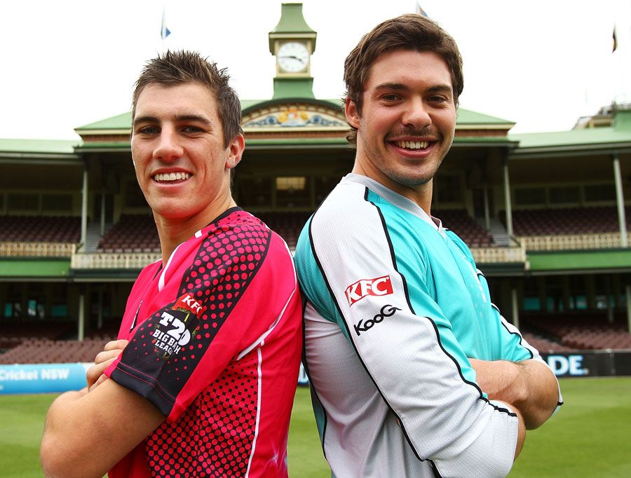 Pat Cummins and Nick Buchanan strike a pose during a Big Bash League media session