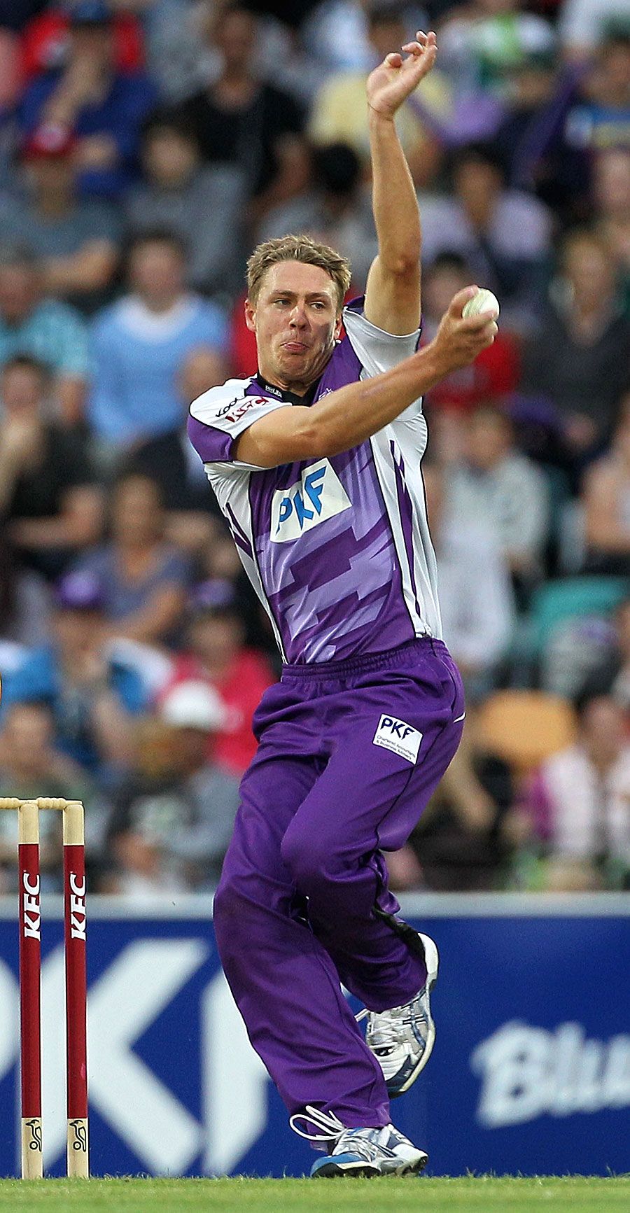 Matt Johnston bowls with a wrong-footed action
