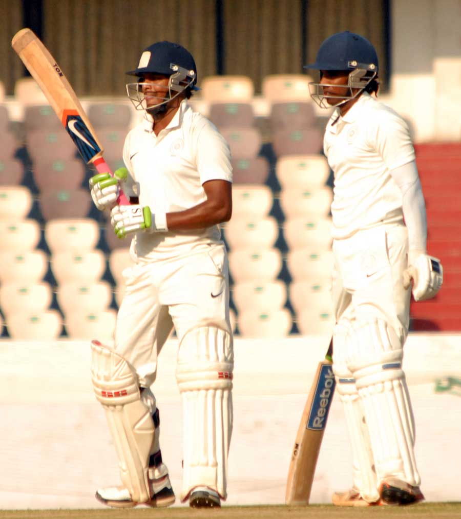 Akshath Reddy and Dwaraka Ravi Teja hit centuries for Hyderabad