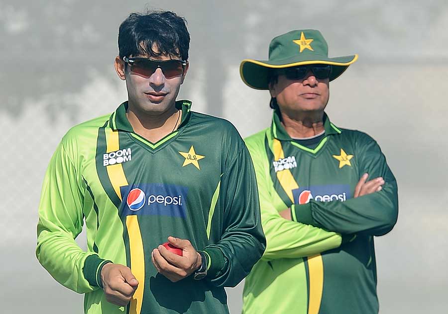 Misbah-ul-Haq with Pakistan's interim coach Mohsin Khan
