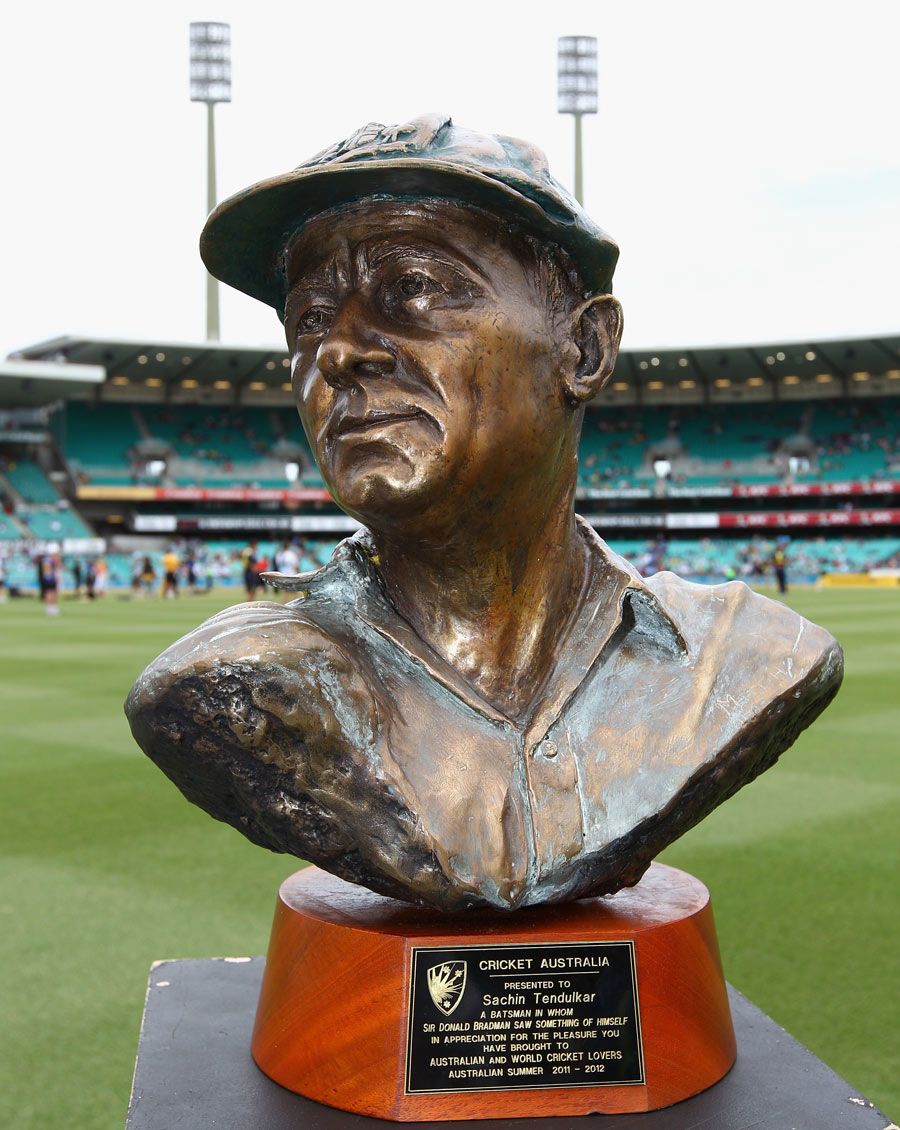 The bust of Donald Bradman that was presented to Sachin Tendulkar