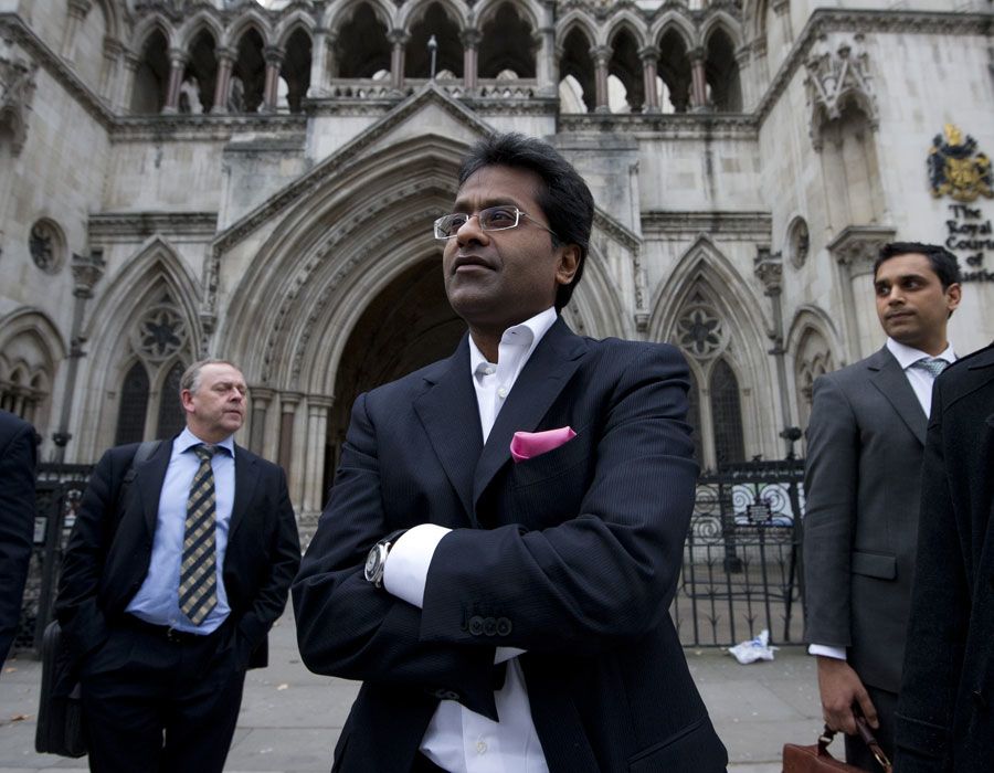Lalit Modi leaves the High Court in London after a hearing in a libel case against him