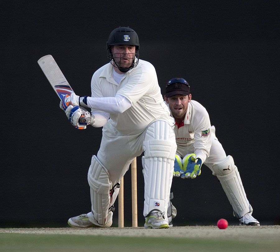 Ian Blackwell reverse sweeps on his way to an unbeaten century