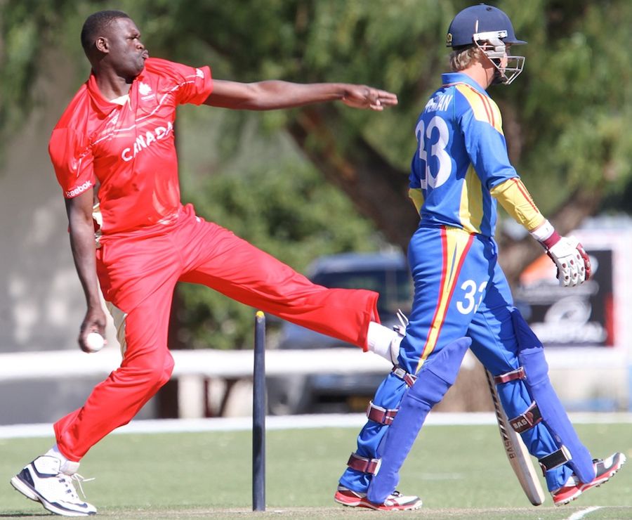 Henry Osinde runs up to bowl