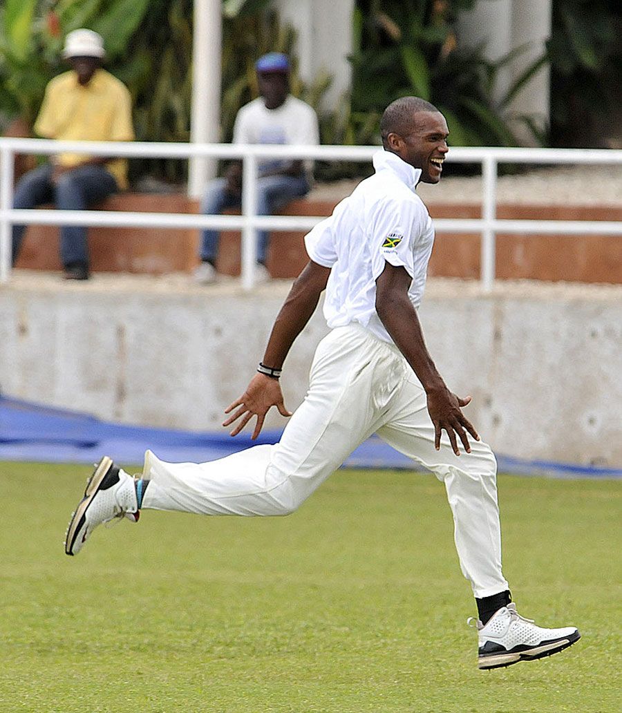 David Bernard celebrates one of his four wickets
