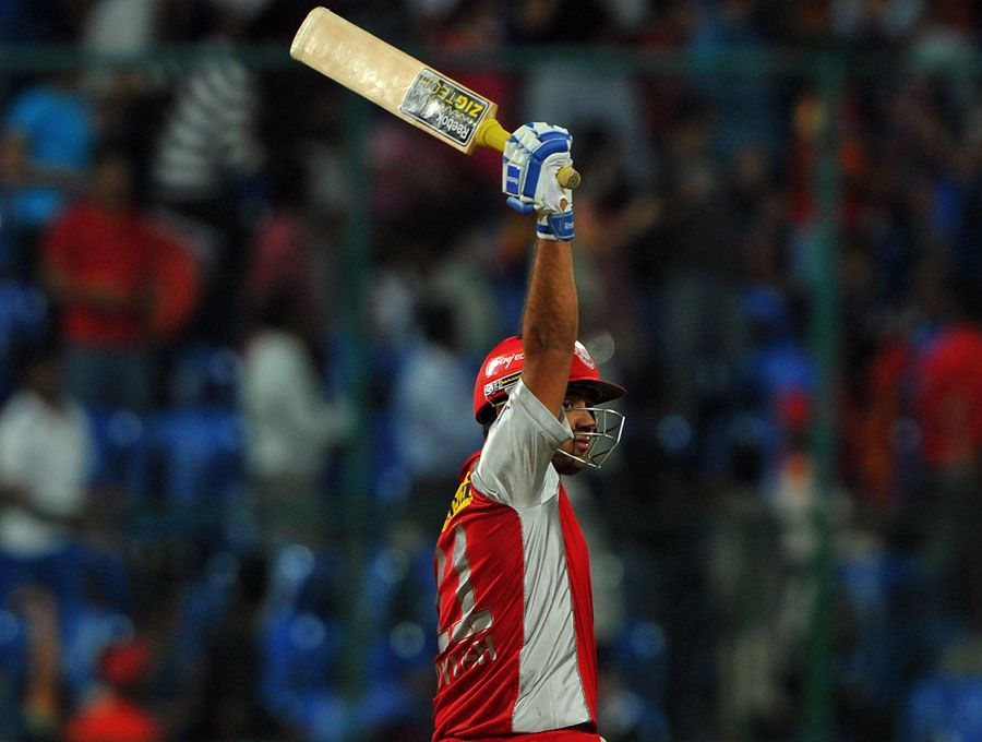Piyush Chawla after hitting the winning six off the penultimate ball