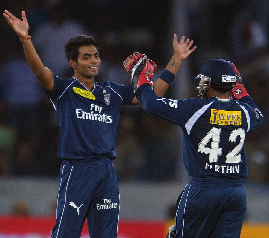 Ashish Reddy celebrates the wicket of Mandeep Singh