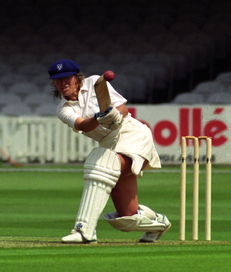 Carole Hodges bats during the World Cup final