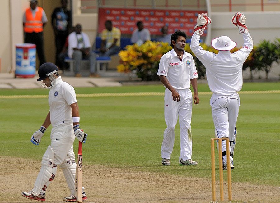 Devendra Bishoo had Robin Bist lbw