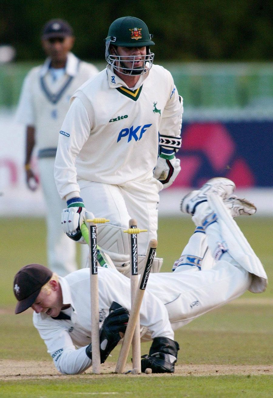 Jason Gallian is run out for 199 for the second time in the season