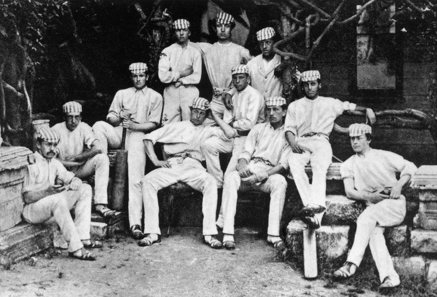The Harrow XI during the match against Eton in 1869