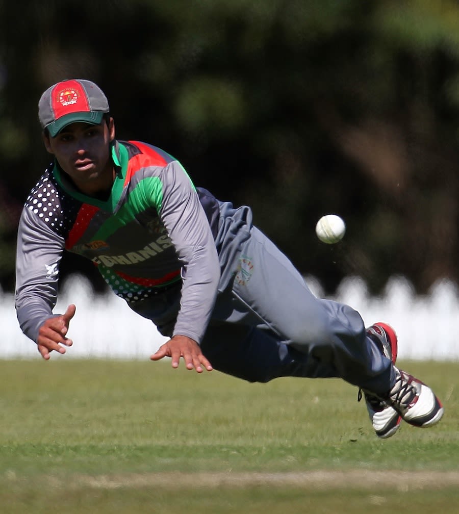 Mohibullah Paak fields during Afghanistan's opening match