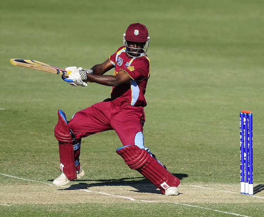 Anthony Alleyne plays a square-drive